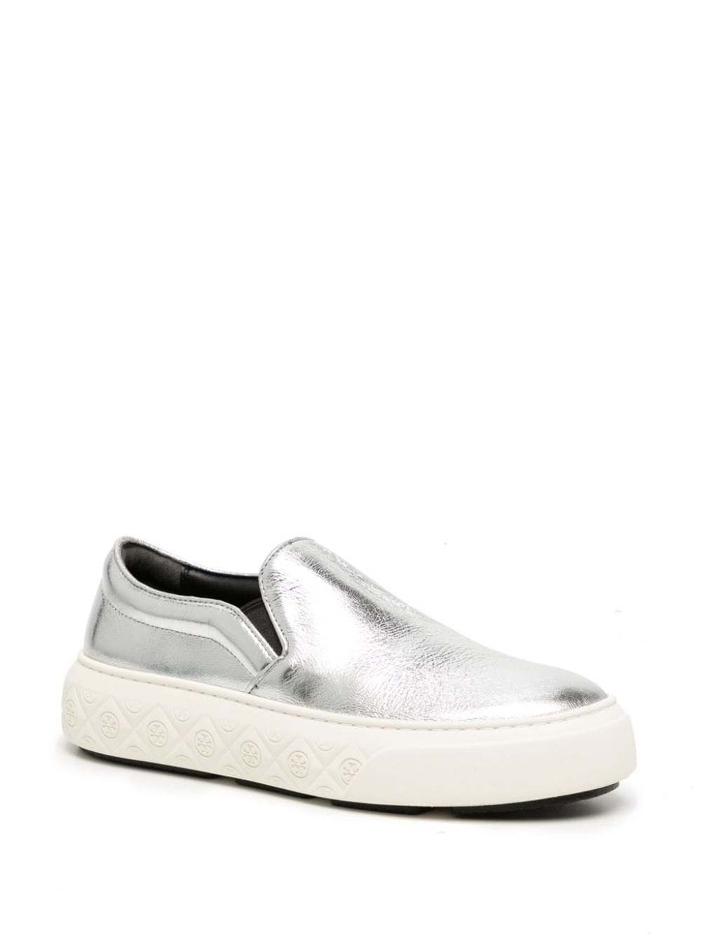 Tory Burch Women's Ladybug Metallic Leather Silver Slip-On Sneakers